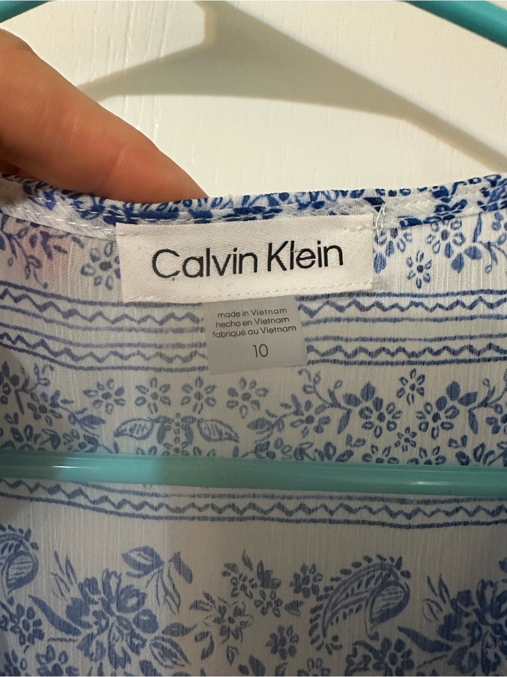 Calvin Klein Light Blue & White Floral Wrap Midi Dress - Picture 2 of 9